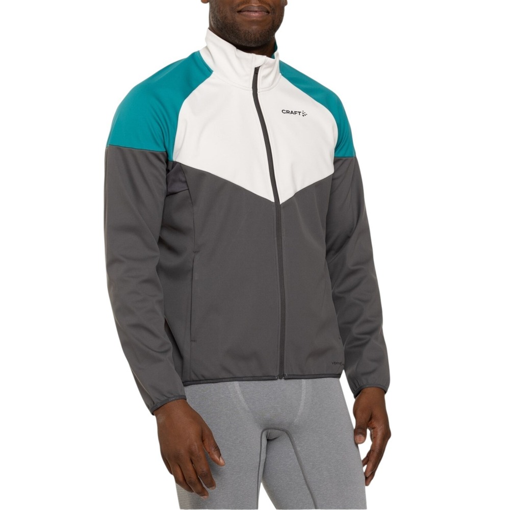 Craft Glide Jacket Men's XXL White Gray Green Full Zip Waterproof Windproof NWT
